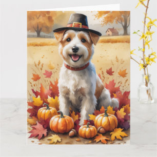 Tarjeta Terrier Trigo en Arte de Hojas de Otoño de Acción