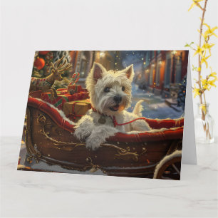 Tarjeta Terrier West Highland Blanco Perro Navidad Festiva