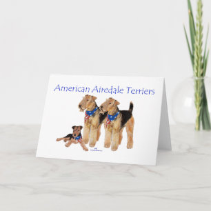 Tarjeta Terriers Airedale Bandera Americana