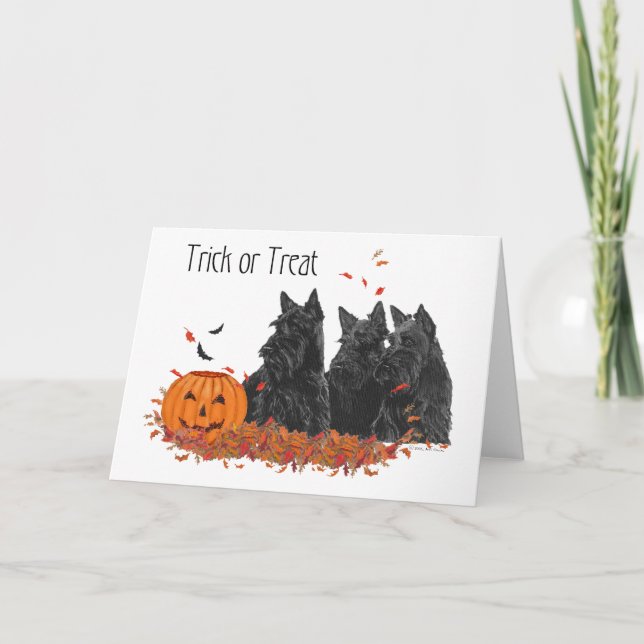 Tarjeta Terriers Escoceses Halloween (Anverso)