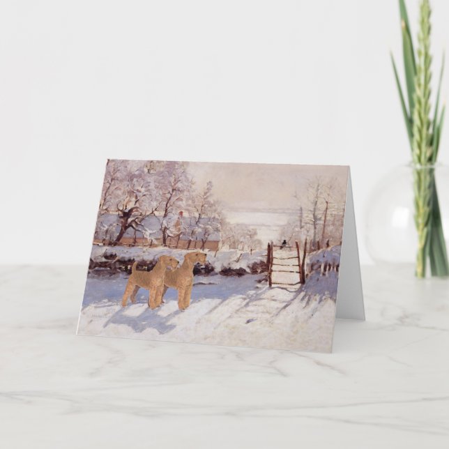 Tarjeta Terriers Irlandeses en Invierno (Anverso)