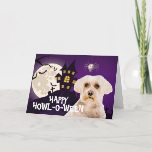 Tarjeta Terrorífico Maltese Terrier Halloween