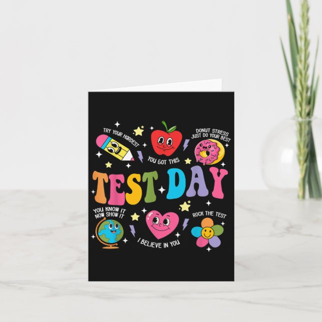 Tarjeta Test Day Rock The Test Testing Day Motivational Te (Anverso)