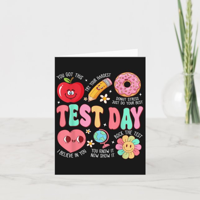 Tarjeta Test Day Rock The Test Testing Day Motivational Te (Anverso)