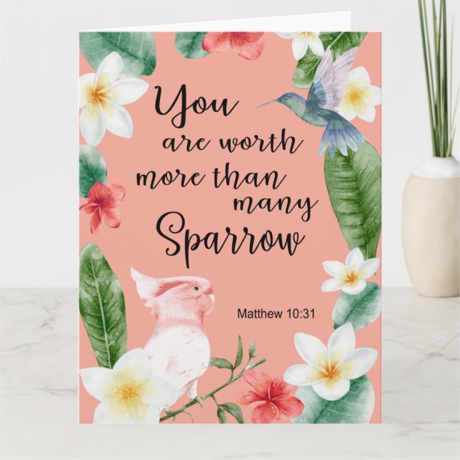 Tarjeta Testigo de Jehová JW Alentamiento Mateo 10:31 (Anverso)