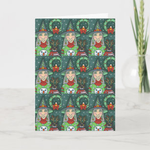 TARJETA TESTIGO EN SUDOR DE NOMUJER, GATO NEGRO XMAS HALLO