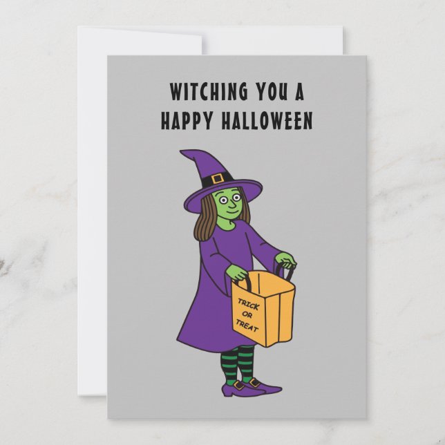 Tarjeta Testigo Un Feliz Pun De Brujas De Halloween Dicien (Anverso)