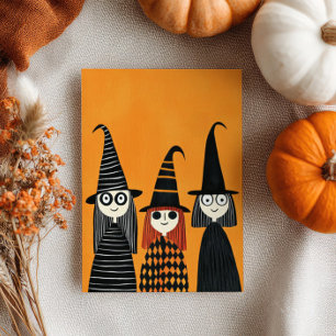 Tarjeta Testigos de caricatura con nombre Feliz Halloween