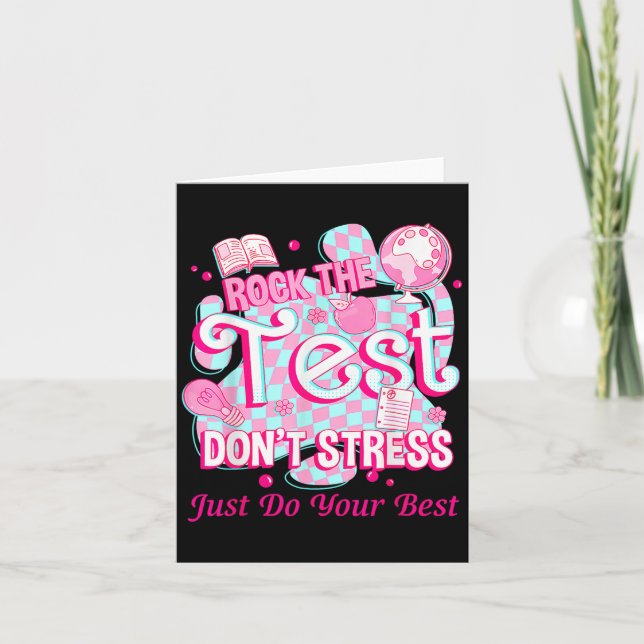 Tarjeta Testing Day Rock The Test Motivational For Teacher (Anverso)