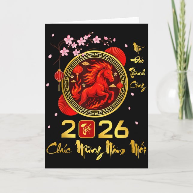 Tarjeta Tet 2026 Vietnamese Year Horse Lunar Chinese New Y (Anverso)