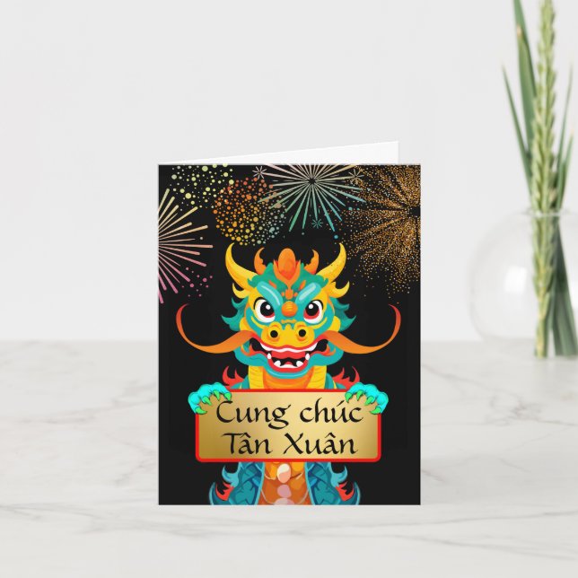 Tarjeta Tet Vietnam Año Nuevo del Dragón Año Lunar (Anverso)