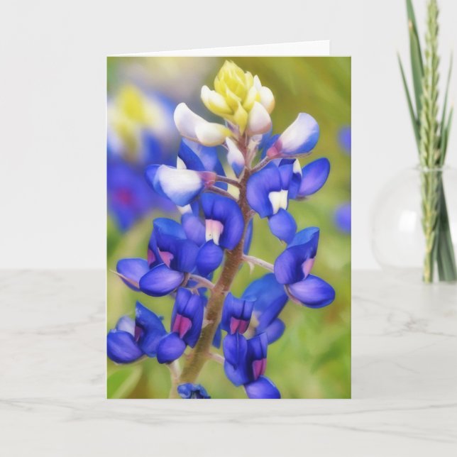 Tarjeta Texas Bluebonnet Blue Flower Art Note Card (Anverso)