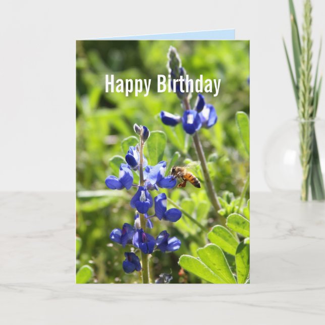 Tarjeta Texas Bluebonnet Happy Birday (Anverso)