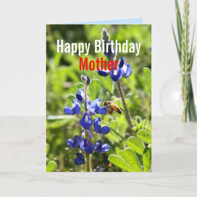 Tarjeta Texas Bluebonnet Mother Happy Birday (Anverso)