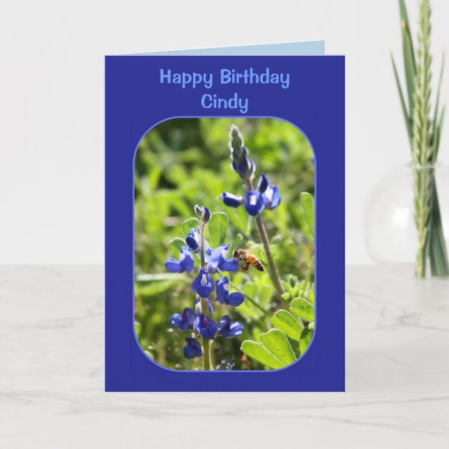 Tarjeta Texas Bluebonnets Cindy Happy Birthday Blank Card (Anverso)