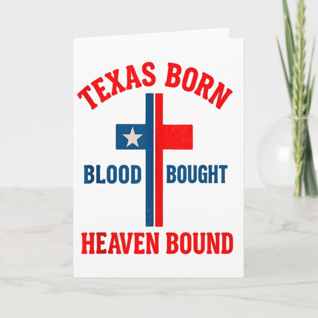 Tarjeta Texas Born, Blood Bought, Heaven Bound Cross Tank  (Anverso)