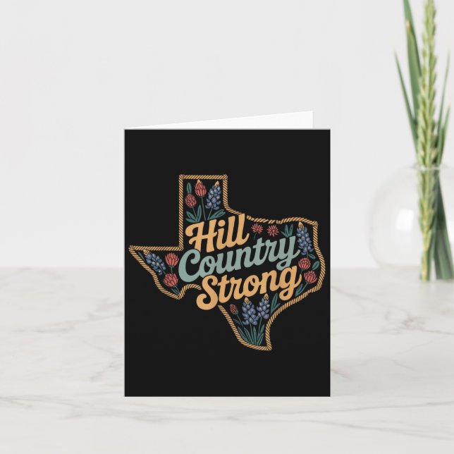 Tarjeta Texas Hill Country 2025 Texas Strong Retro Motivat (Anverso)