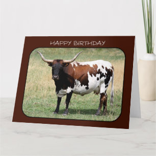 Tarjeta Texas Longhorn Cow Feliz Cumpleaños (Big Size)