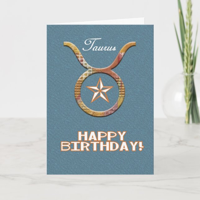 Tarjeta Texas Taurus Birthday-zodiac/astrología (Anverso)