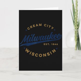 Tarjeta Texto azul de la ciudad de crema de Wisconsin Milw