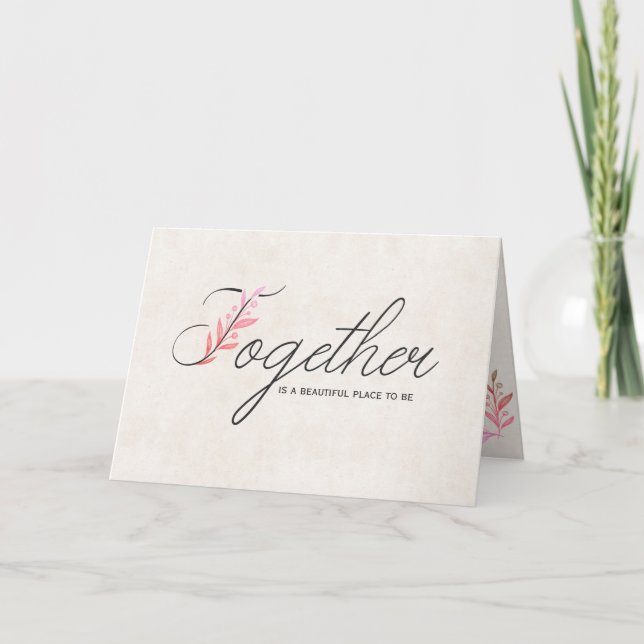 Tarjeta texto boda con diseño floral (Anverso)