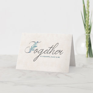 Tarjeta texto de boda juntos con diseño floral