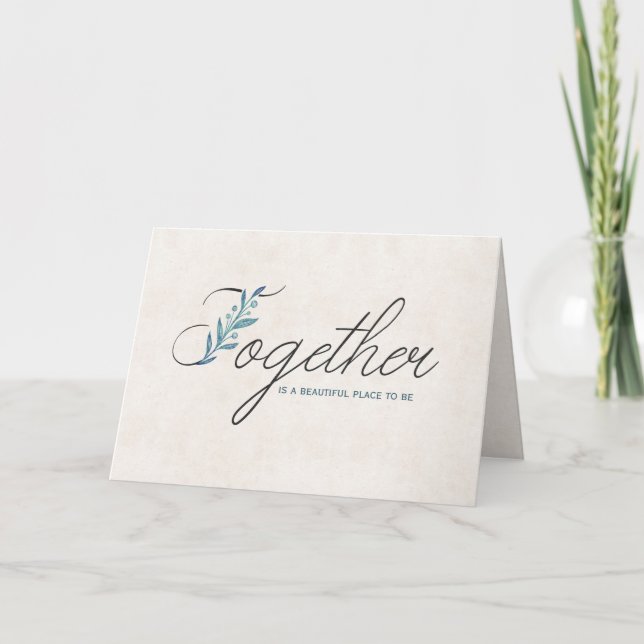 Tarjeta texto de boda juntos con diseño floral (Anverso)