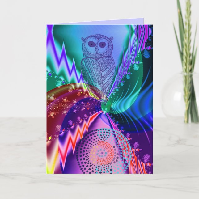 Tarjeta Texto de cumpleaños del personalizado de búho artí (Anverso)