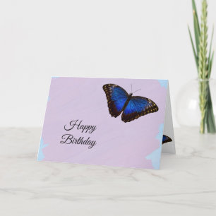 Tarjeta Texto de diseño de mariposa azul feliz cumpleaños