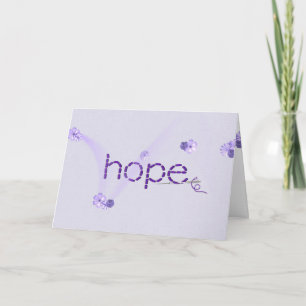 Tarjeta Texto de esperanza en un costado morado con flores