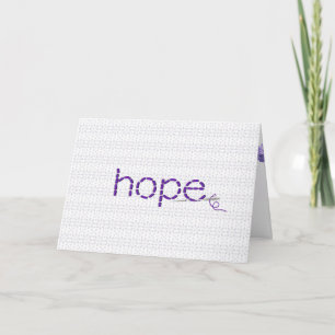 Tarjeta Texto de esperanza en un costado morado sobre la c