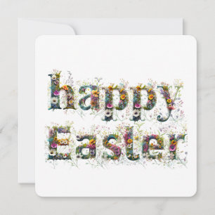 Tarjeta texto de flor silvestre decorativa de Pascua feliz