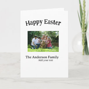 Tarjeta texto de nombre de foto familiar de Pascua feliz r