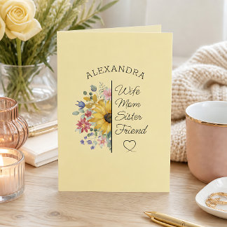 Tarjeta Texto de nombre personalizado floral para cumpleañ