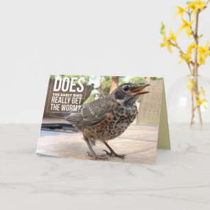 Tarjeta Texto de Portada Divertida Foto de Pájaro Saludo