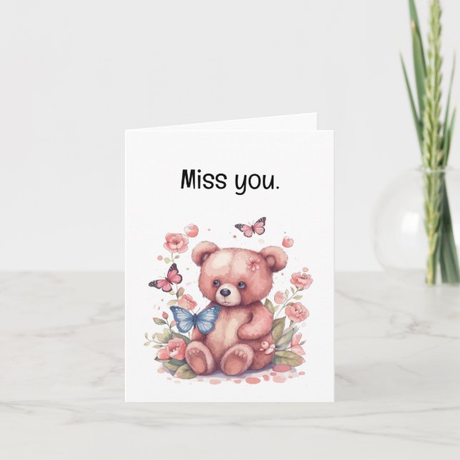 Tarjeta Texto de su Personalizado: "Te extraño" oso de mar (Anverso)