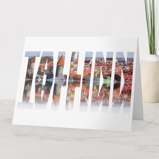 Tarjeta Texto de Tallin compuesto por la vista de la ciuda (Anverso)