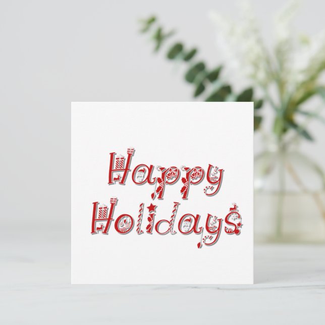 Tarjeta Texto decorado con Felices Fiestas (Anverso de pie)