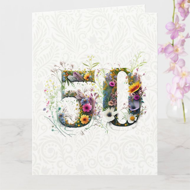 Tarjeta Texto decorativo de flores silvestres para cumplea (Orquídea)