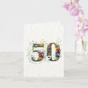 Tarjeta Texto decorativo de flores silvestres para cumplea
