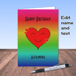 Tarjeta Texto del personalizado de cumpleaños del arcoiris