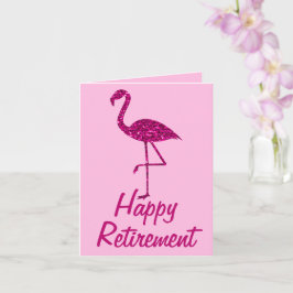 Tarjeta Texto del Personalizado flamingo rosa de jubilació