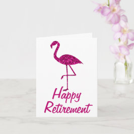 Tarjeta Texto del Personalizado flamingo rosa de jubilació