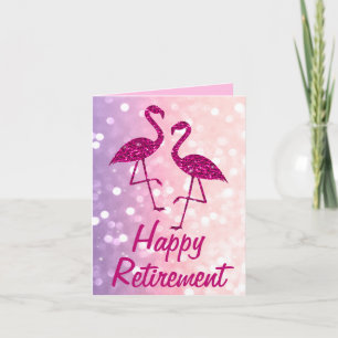 Tarjeta Texto del Personalizado flamingo rosa de jubilació