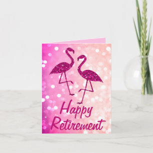 Tarjeta Texto del Personalizado flamingo rosa de jubilació