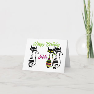 Tarjeta Texto editable de los gatos de mediados de siglo m