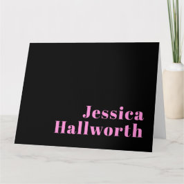 Tarjeta Texto editable retro-moderno | Negro y rosa