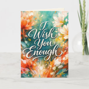 Tarjeta Texto floral de cumpleaños y deseos suficientes