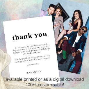 Tarjeta Texto minimalista Cualquier foto a color Cumpleaño