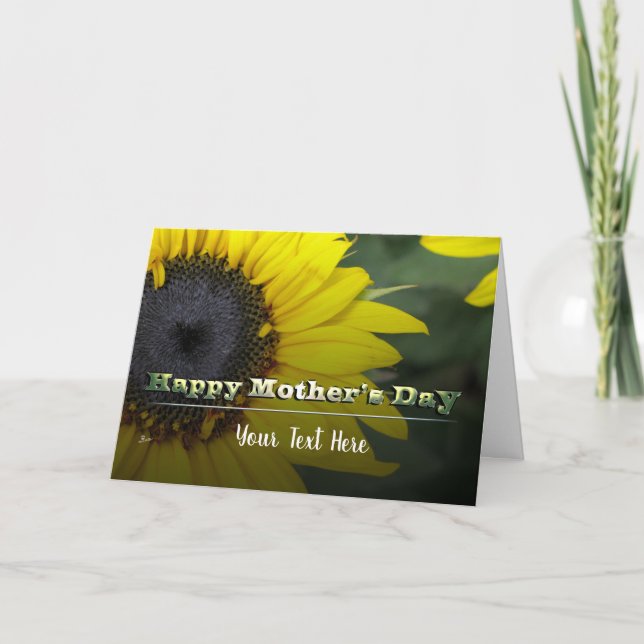 Tarjeta Texto personalizado del Sunflower Happy Mother's D (Anverso)
